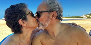 Sandra Annenberg resgata fotos beijando o marido: "Desejo"