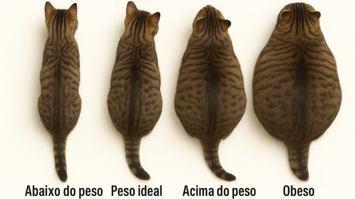 Guia mostra como avaliar o peso do seu gato Guia mostra como avaliar o peso do seu gato