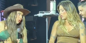 Lauana Prado gera climão com namorada em show