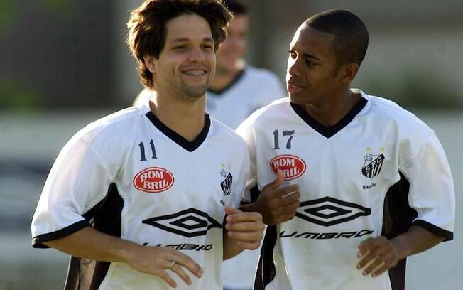 Ao lado de Diego, Robinho despontou no Santos em 2002