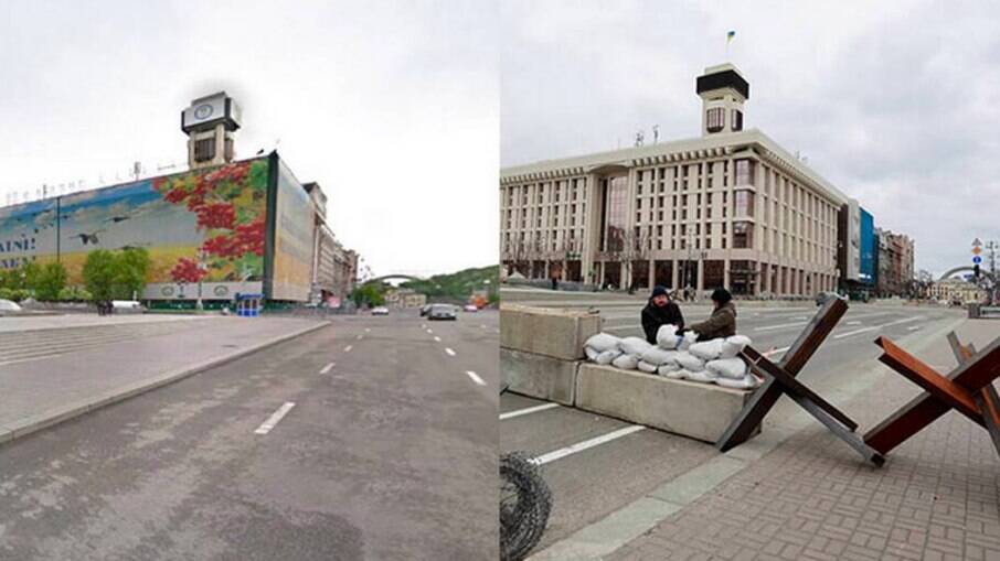 Barricadas foram montadas em ruas de Kiev