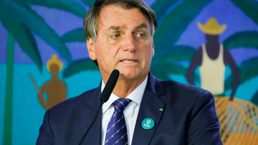 O presidente Jair Bolsonaro, em cerimônia no Palácio do Planalto