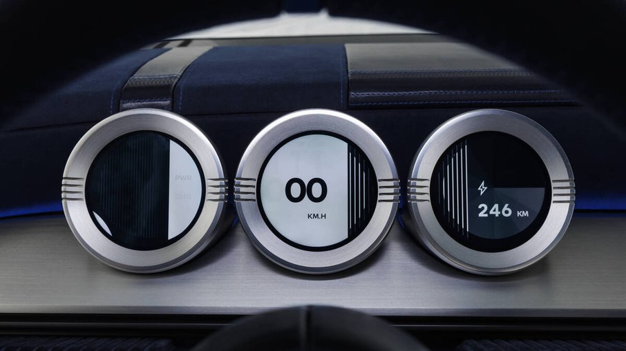 Mostradores circulares reinterpretam a apresentação dos instrumentos de carros clássicos.