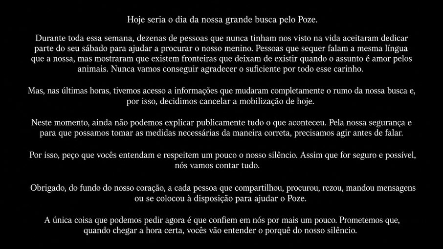 Publicação de cancelamento da força-tarefa que estava prevista para o sábado