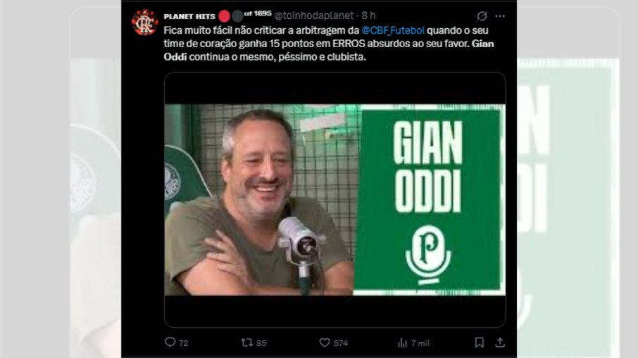 Torcedores do Flamengo criticam fala de Gian Oddi sobre críticas à arbitragem