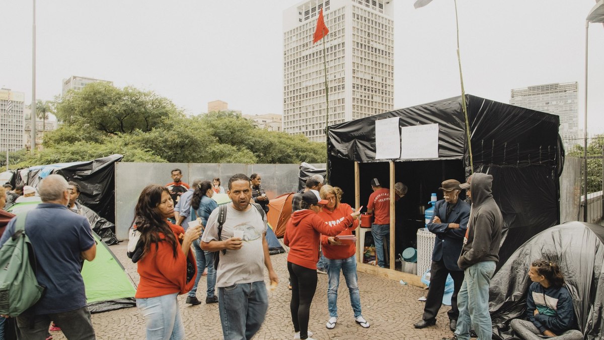 MTST durante acampamento em frente a Prefeitura de São Paulo