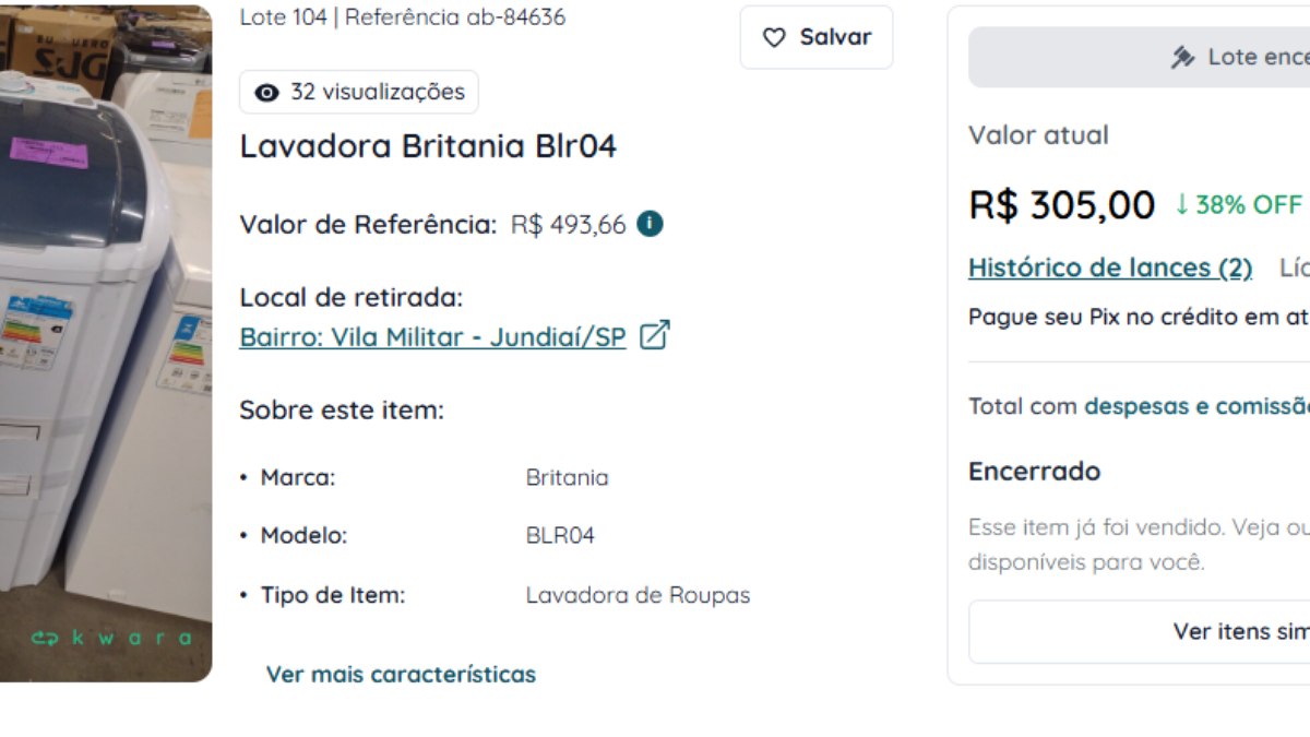 Lavadora Britania Blr04
