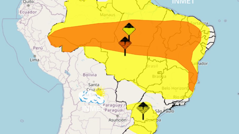 Mapa de avisos do Inmet