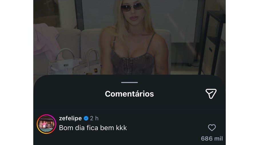 Zé Felipe deixou comentário em post de Virginia após término com Vini Jr.