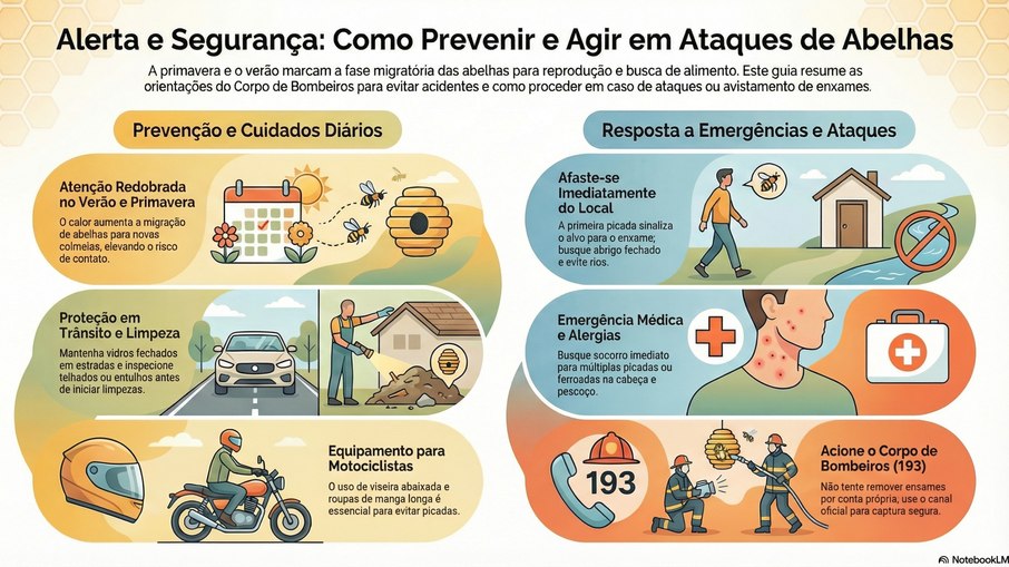 Infográfico: como agir em ataques de abelhas