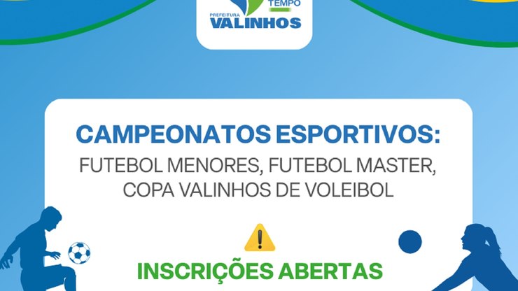 Inscrições para campeonatos esportivos estão abertas em Valinhos