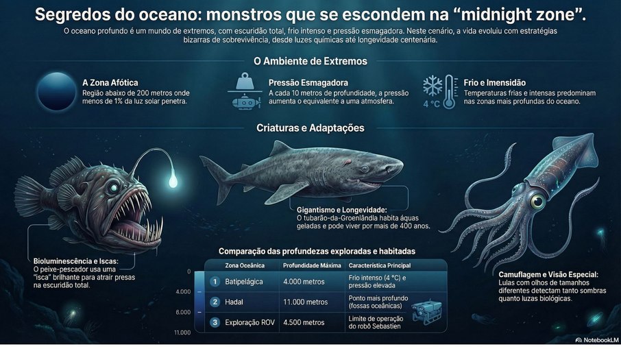 Mistérios do oceano profundo revelam criaturas bizarras