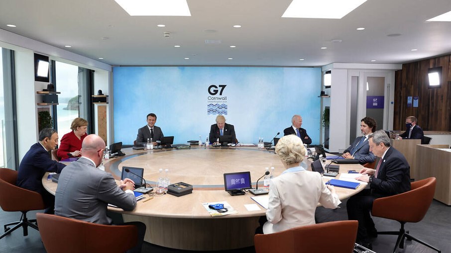 Líderes do G7 em reunião