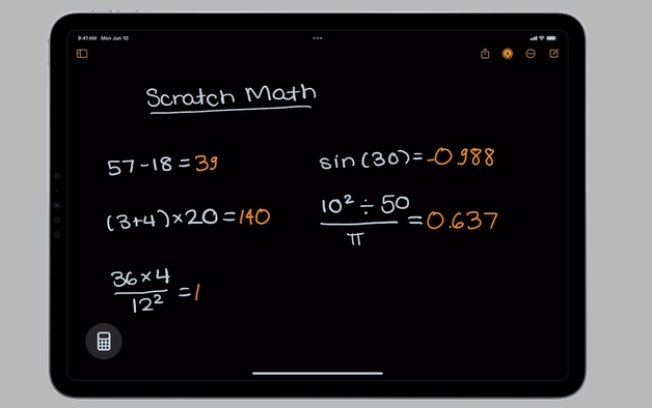 iPadOS 18 tem calculadora poderosa capaz de resolver conta escrita à caneta