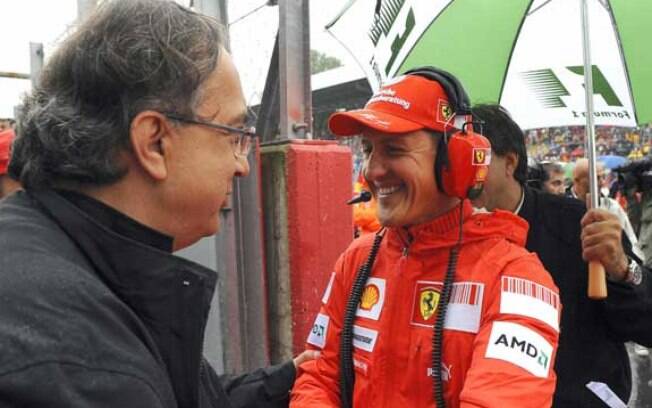 Michael Schumacher e Sergio Marchionne, presidente da Ferrari