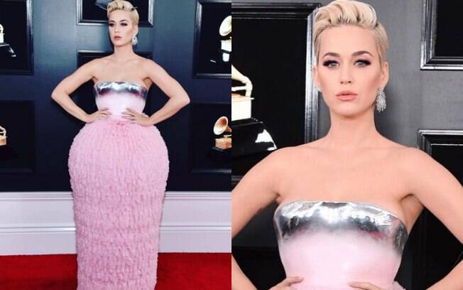 Looks das famosas: Katy Perry compareceu ao Grammy em um vestido Balmain e chamou atenção pelo modelo ousado
