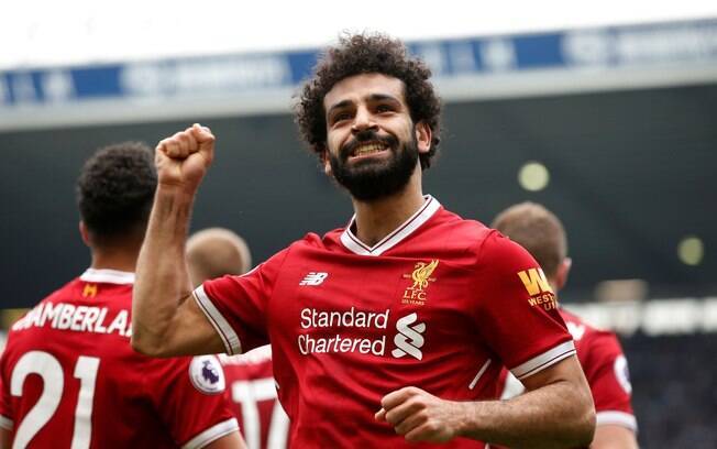 Mohamed Salah comemora seu 31º gol na temporada da Premier League