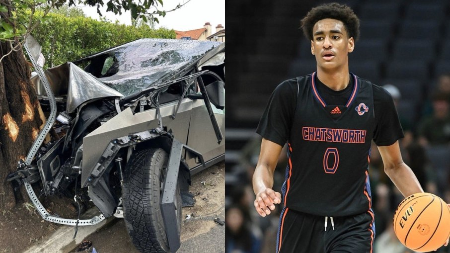 Carro conduzido por Alijah Arenas ficou destruído Carro conduzido por Alijah Arenas ficou destruído