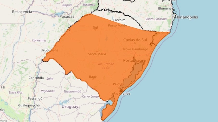 Inmet emitiu alerta para chuvas fortes no RS