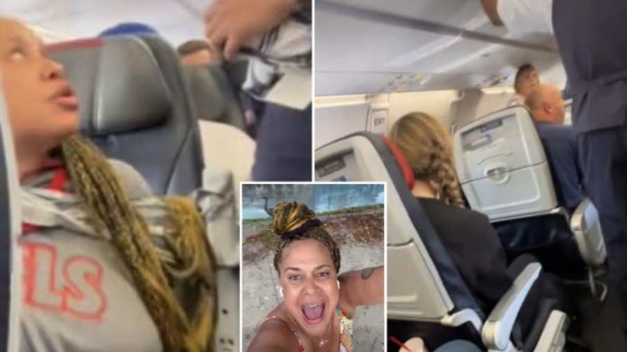 Passageira é imobilizada após agredir aeromoça em avião Passageira é imobilizada após agredir aeromoça em avião