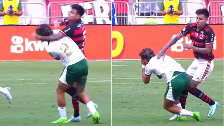 Agressão de Pulgar a Richard Ríos, no segundo turno do Brasileirão de 2024 Agressão de Pulgar a Richard Ríos, no segundo turno do Brasileirão de 2024
