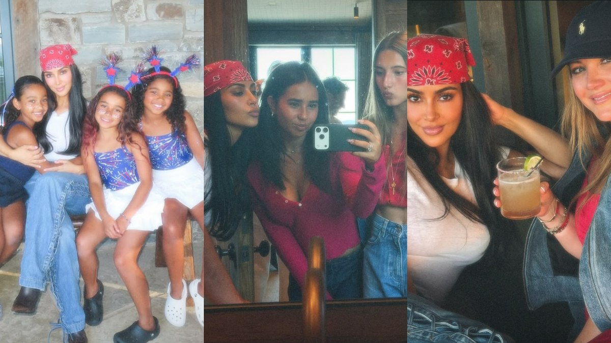 Kim Kardashian aproveita o feriado nacional ao lado da família e amigos Kim Kardashian aproveita o feriado nacional ao lado da família e amigos