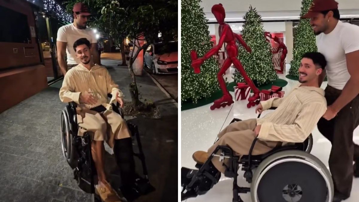 Vittor Fernando faz primeira saída pública após ser baleado no Rio