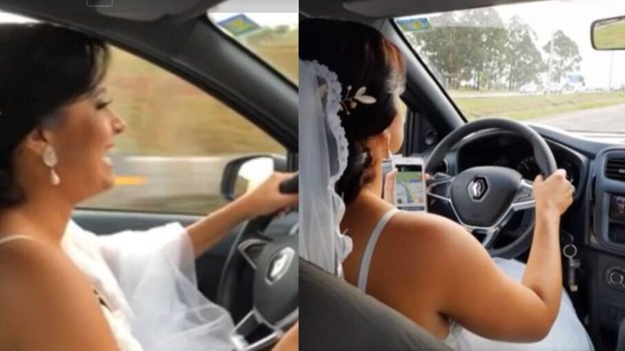 Nathália Andrade dirigiu 25 km até o próprio casamento
