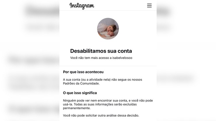 Instagram desativa conta de Isabel Veloso: "A justiça será feita"