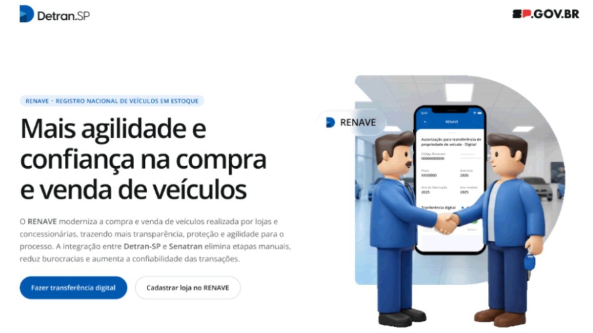Detran-SP cria página do Renave e da TDV para lojistas