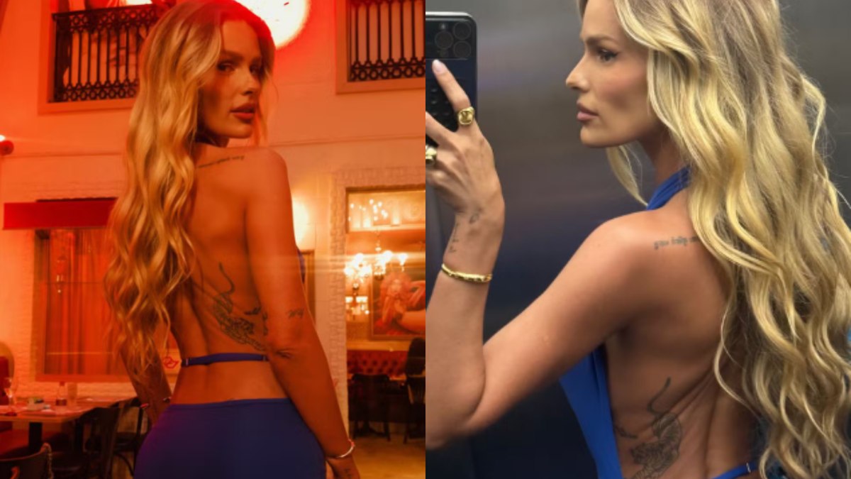 Yasmin Brunet com vestido decotado nas costas