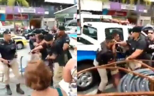 No vídeo, é possível ver o homem sendo detido No vídeo, é possível ver o homem sendo detido