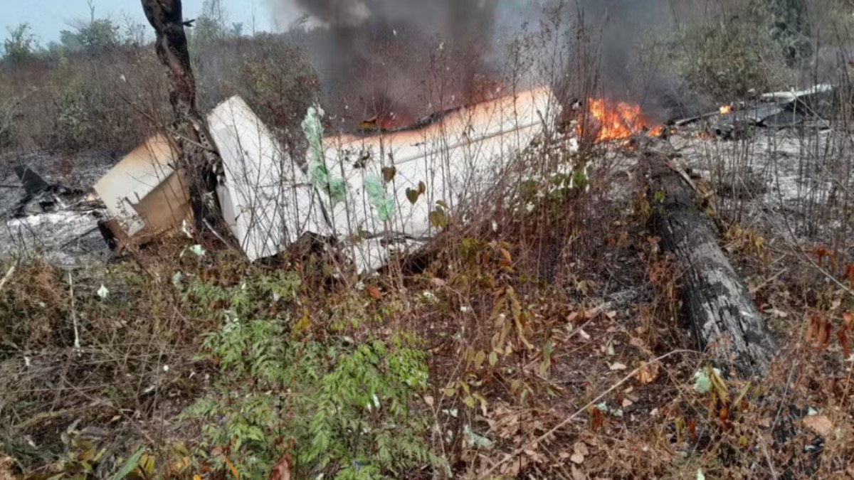 Avião caiu em uma fazenda