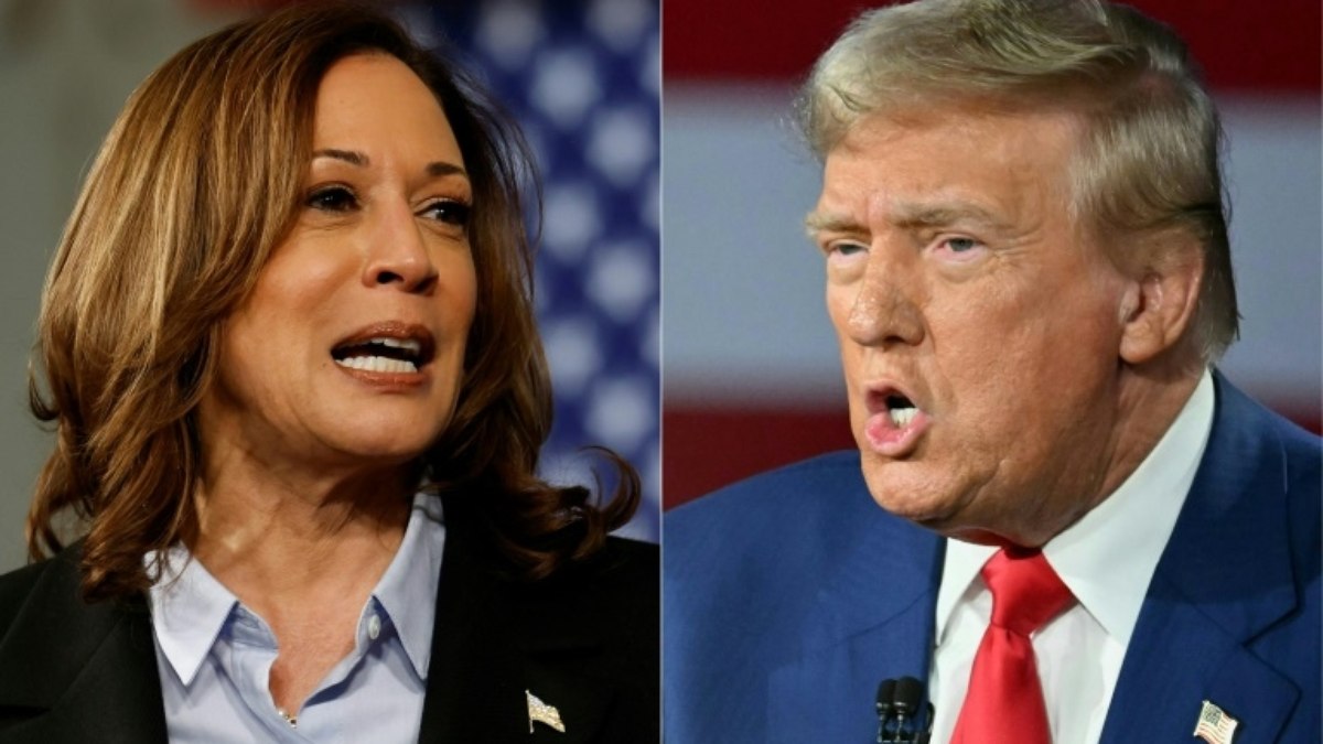 Montagem fotográfica de Donald Trump e Kamala Harris em 9 de setembro de 2024