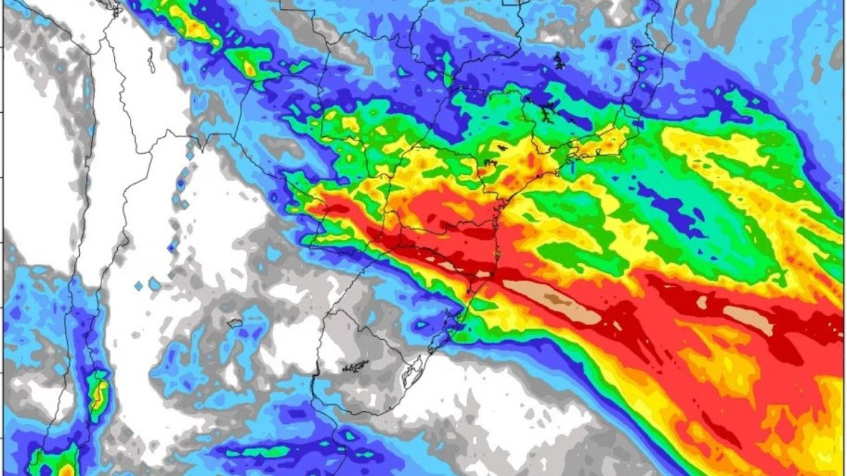 Projeções de chuva para hoje, amanhã e quarta-feira no Centro-Sul do Brasil 