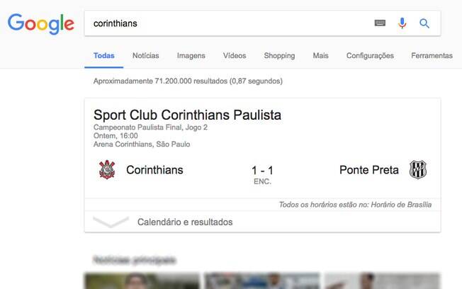 Fãs de esportes podem se informar rapidamente com a busca pelo nome do tipo ou da liga desejada no Google