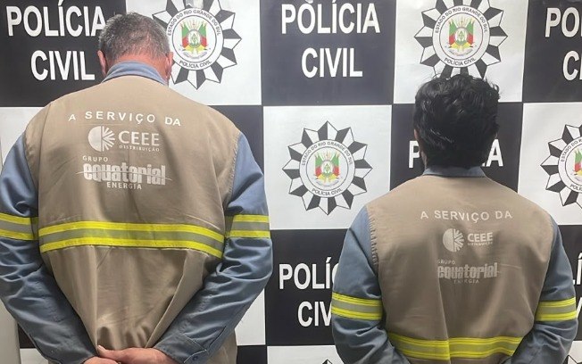 A dupla trabalhava com uniforme da empresa e chegou a atuar fora da área de concessão, segundo a Polícia A dupla trabalhava com uniforme da empresa e chegou a atuar fora da área de concessão, segundo a Polícia