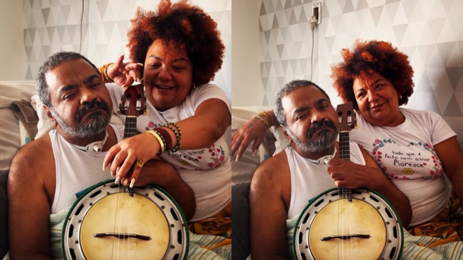 Arlindo Cruz toca banjo com a ajuda da esposa e encanta