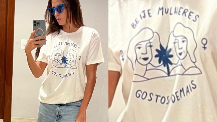 Deborah Secco usa blusa com a frase 