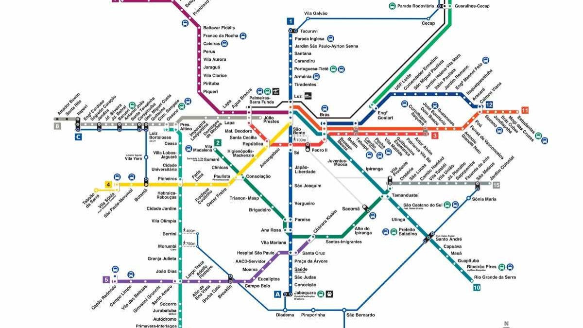 Mapa do Metrô de São Paulo em 2025 Mapa do Metrô de São Paulo em 2025