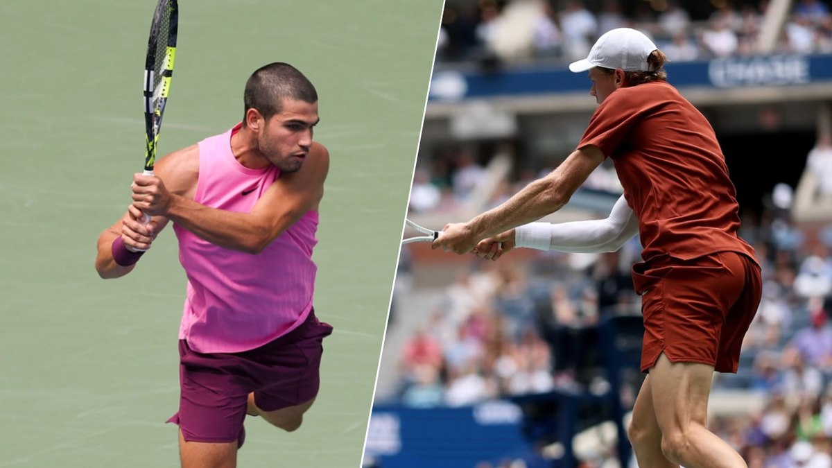 Carlos Alcaraz e Jannik Sinner preparam seus golpes do US Open