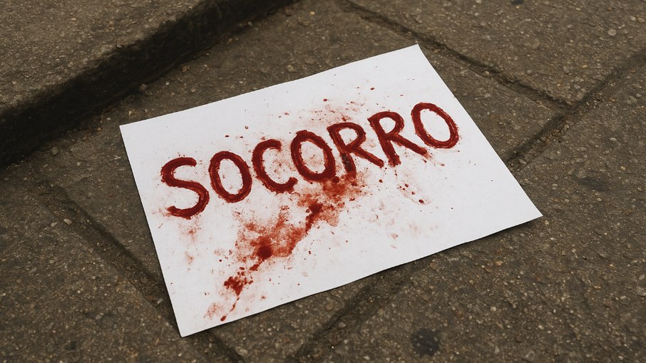 Mulher é resgatada após pedido de socorro com sangue