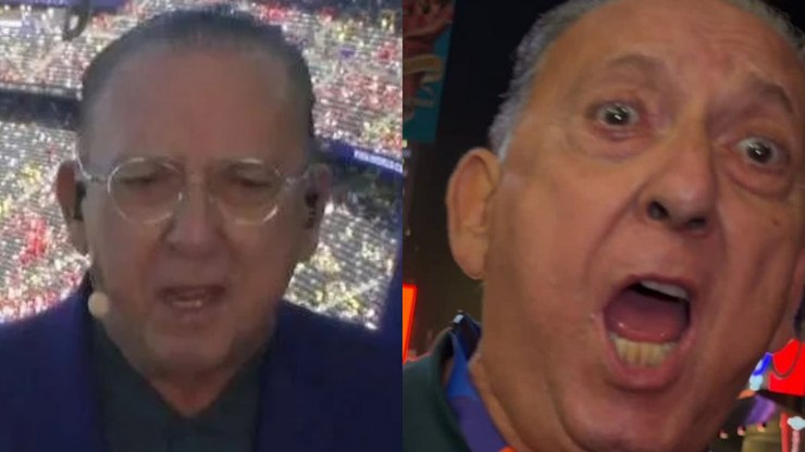 Galvão Bueno filma caos na Copa e dispara: "Enlouqueceu!"