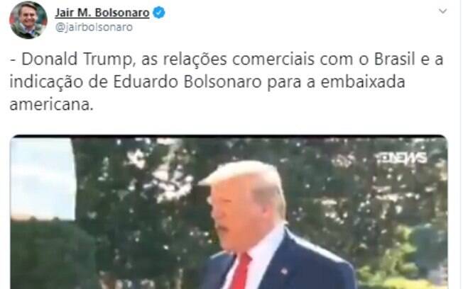 Donald Trump foi um dos perfis mais mencionados pela família Bolsonaro no Twitter