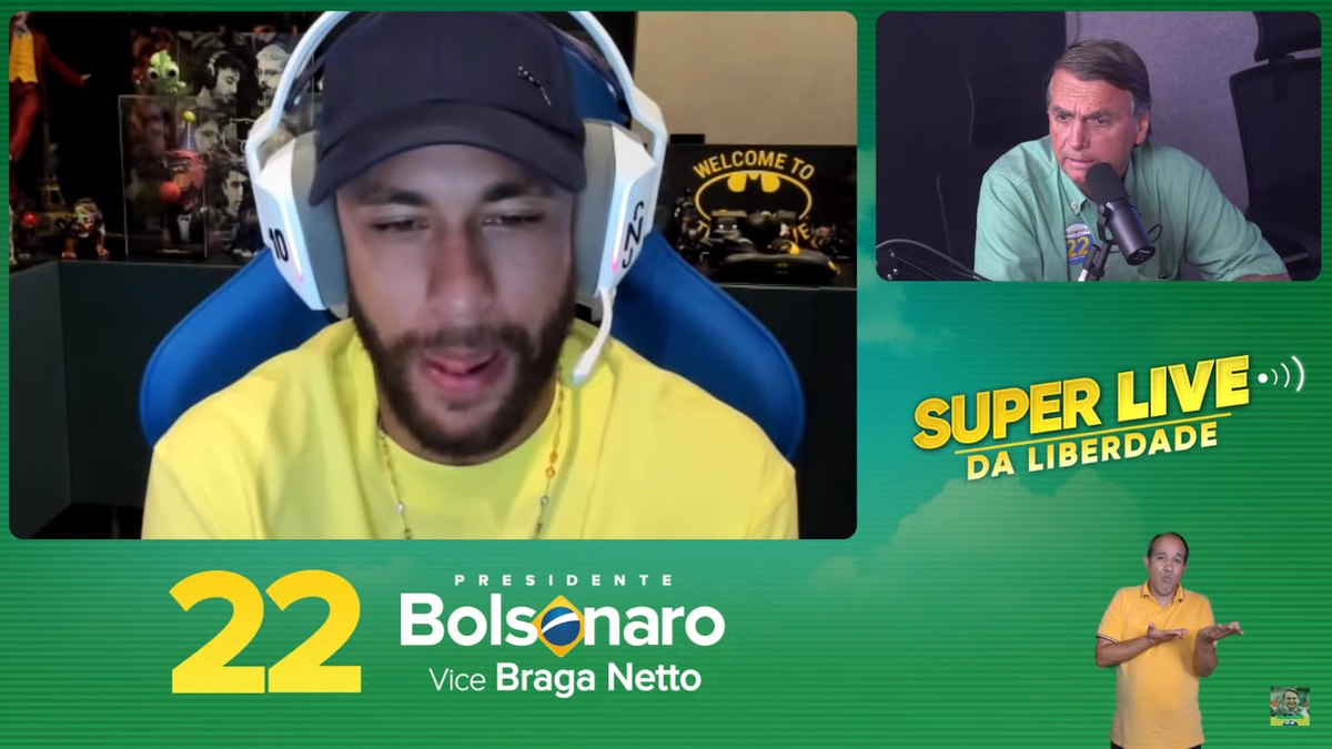 Neymar participou de live e repetiu apoio a Bolsonaro no segundo turno