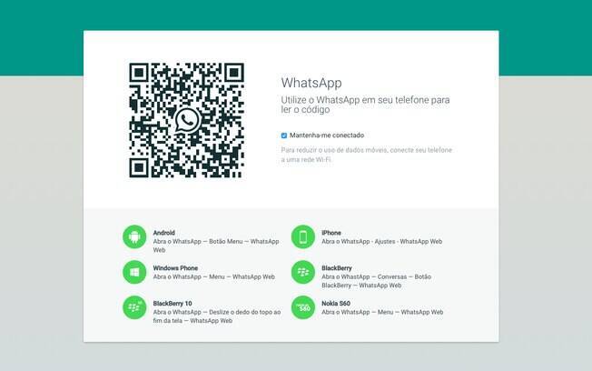 Para começar a usar o WhatsApp Web, basta usar o smartphone para ler o QR code exibido na página