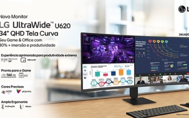 LG lança monitor UltraWide 34U620B-B curvo de 34 polegadas com 144Hz LG lança monitor UltraWide 34U620B-B curvo de 34 polegadas com 144Hz