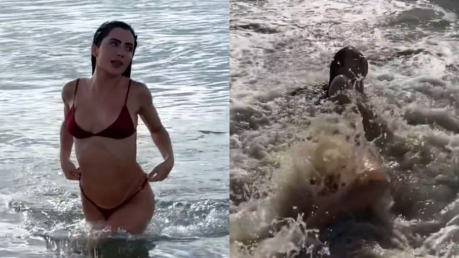 Jade Picon leva 'caldo' no mar ao sensualizar para vídeo; veja