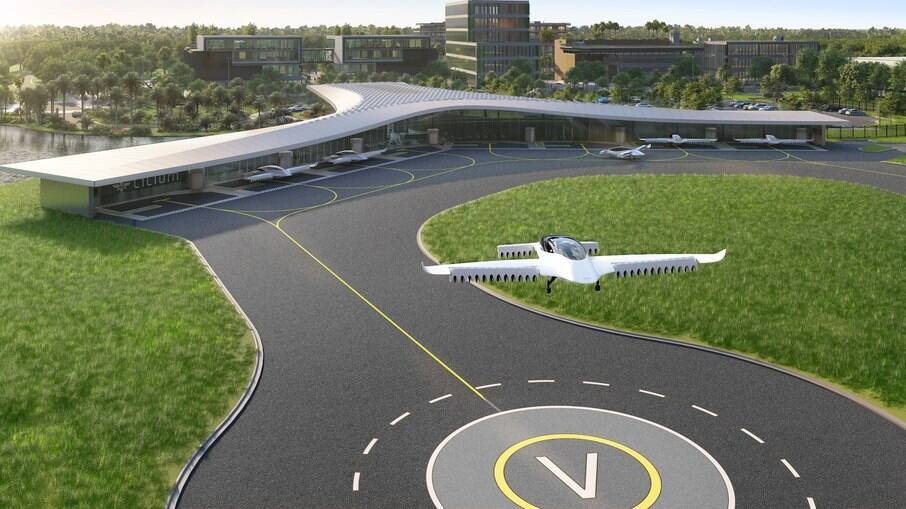 Exemplo de aeroporto para carros voadores elétricos, algo que vai começar a se tornar comum nos próximos anos