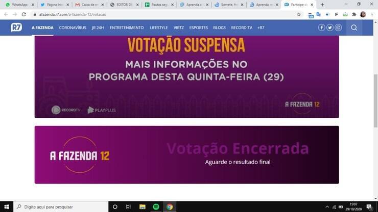 Record TV anuncia que votação de A Fazenda 12 está suspensa - A Fazenda -  R7 A Fazenda 12